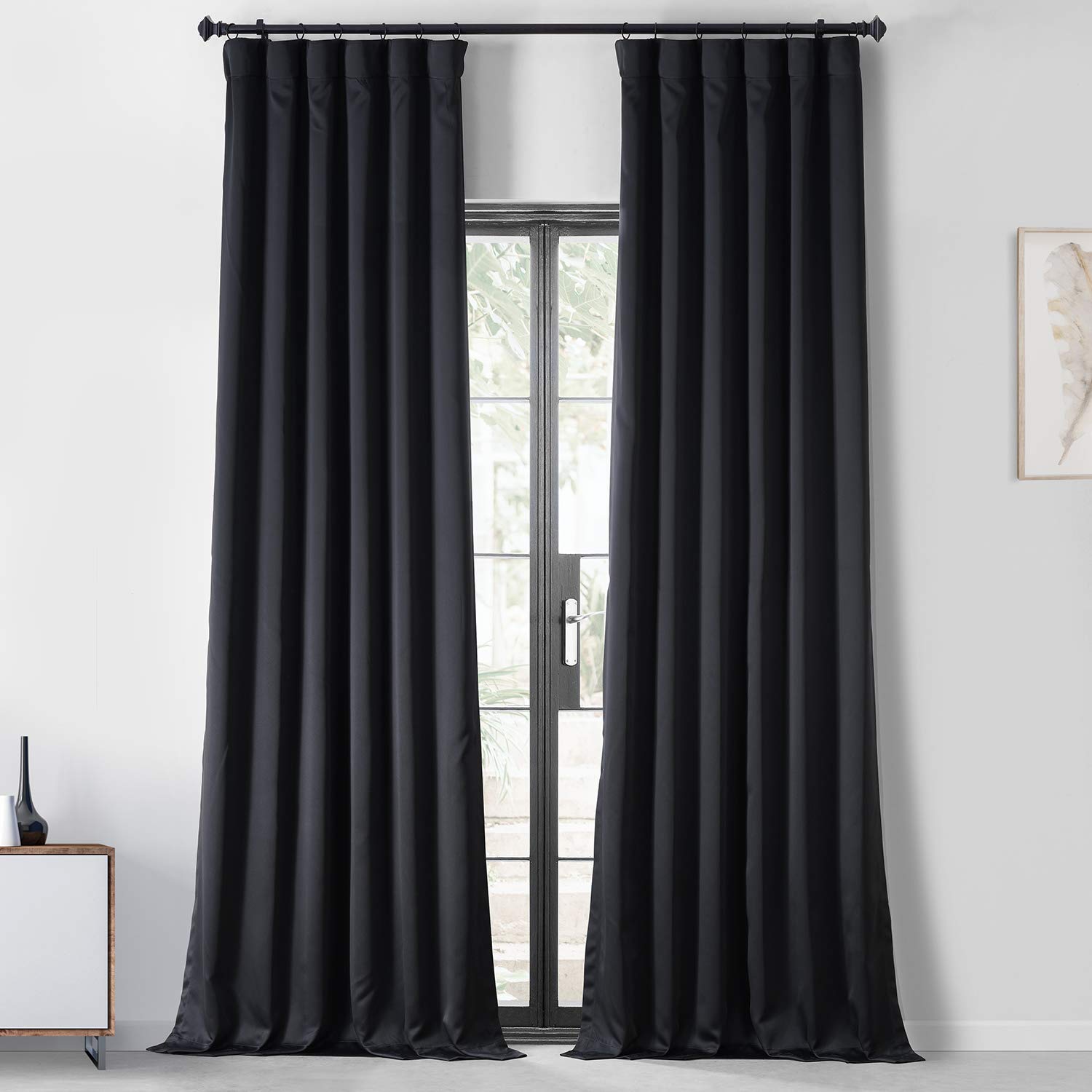 HPD Half Price Drapes 100% Blackout Curtains for Bedroom & Living Room 50 X 96 Performance Woven Solid Thermal Insulated Window Curtain (2 Panels), PWBO-190303-96, Raven Black