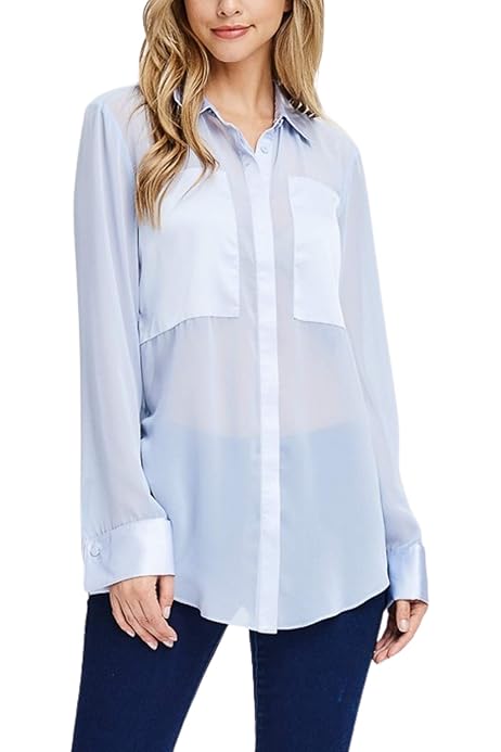 sheer navy blouse