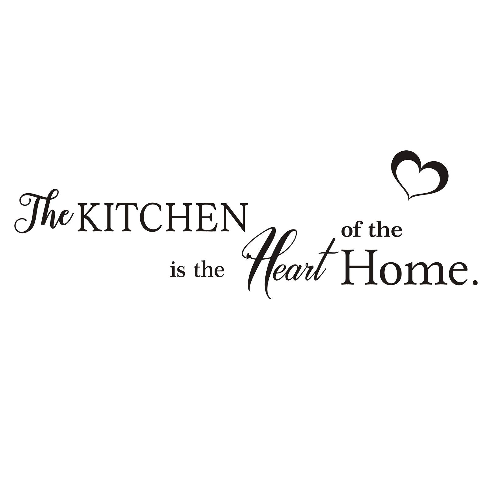 Quanyuchang The Kitchen is The Heart of The Home Vinyl Wall Decals, Removable Lovely Quote Art DIY Stickers for Kitchen Livingroom Dining Room Home Decoration