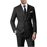 Fesenbo Men Suits Retro 2 Piece Tweed Herringbone Suit Double Breasted Mens Wool Jacket Pants Set Groom Wedding Prom Tuxedo
