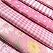 flic-flac 20 x 20 inches (51cmx51cm) Fat Quarter Natural Cotton Quilting Fabric Thick Craft Printed Fabric High Density Bundle Squares Patchwork Lint DIY Sewing (6pcs, Pink)