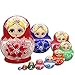 LK King&Light - 10pcs Red_White Flower Russian Nesting Dolls Matryoshka Wooden Toys