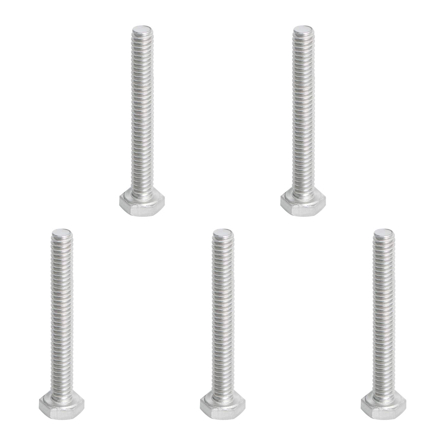 Aopin 1/4"-20 x 2" Hex Head Bolts Screws 304 Stainless Steel, A2-70 Fasteners Fully Machine Threaded SUS304 5 Pcs