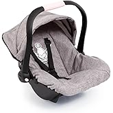 Bayer Design - Deluxe Doll Car Seat - Safety Belt, Sun Canopy, Accessories for Baby Dolls - Dolls up to 18” - Age 3+ - Grey C