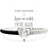 Love Me Until I'M Me Again Black Heart-Cut Half Enamel Ring, Black Heart Self-Love Ring, Jewelry Birthday Gifts for Women, Daughter, Wife, Friends