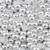 2000 Pieces 8mm Half Pearl for Crafts White Flatback Pearls Half Round Cabochon Pearl Imitation Jewels Resin Pearl Beads for DIY Accessory Making Art and Craft Projects