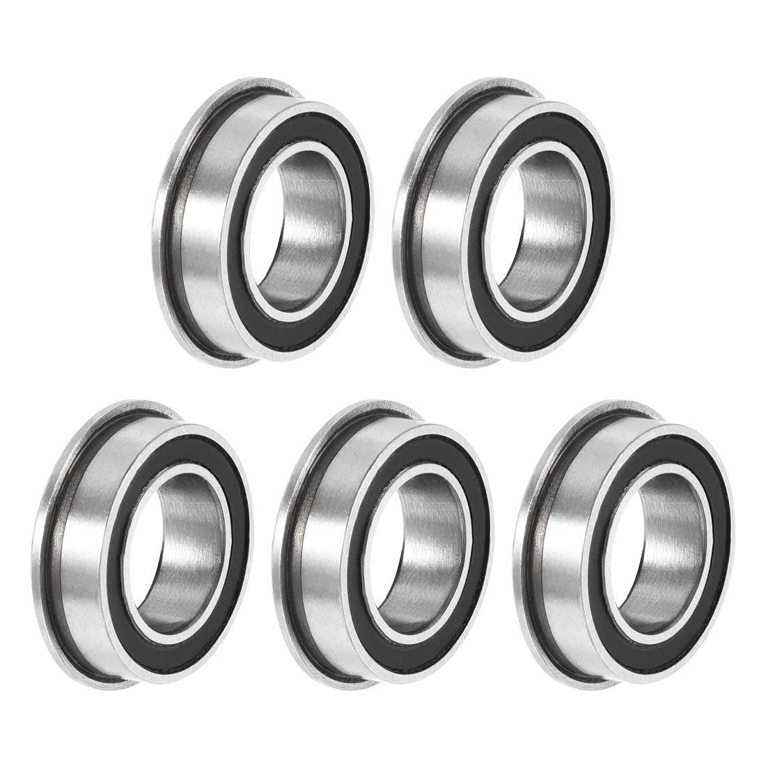 sourcing map MF106-2RS Flanged Ball Bearing 6x10x3mm Double Sealed Chrome Steel Bearing 5pcs