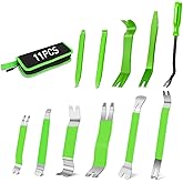 GOOACC 11 PCS Trim Removal Tool Kit, Metal Pry Tool Auto Fastener Remover Pry Bar Set Car Door Panel Removal Tool Dashboard Repair Kit Green