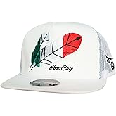 LOST CALF Mens Mexican Tribe Flat Bill Adjustable Snapback Cap Hat, White