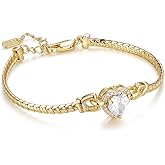 TANTIUE Bracelet for Women 14K Gold Plated Cubic Zirconia Bracelet, Classic Crystal Cuban Chain Bracelet, Delicate Snake Link Bracelet Gift for Her