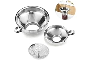 Canning Funnel with Strainer for Wide and Regular Mason Jars - Wide-Mouth Funnels for Kitchen Use - Canning Supplies Kit - St