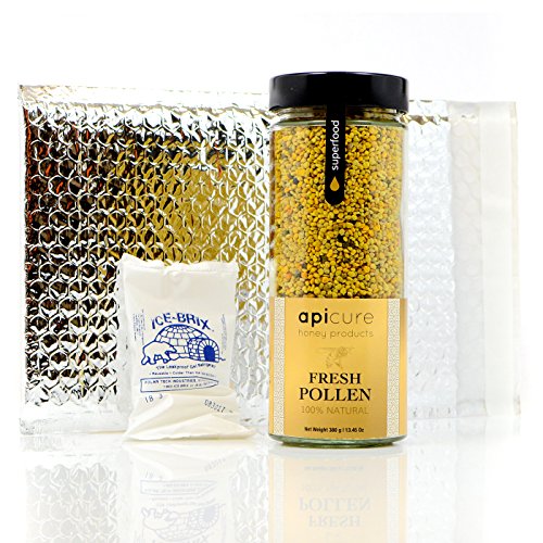 Fresh Raw Bee Pollen -100% Greek Premium, Wild Collected, Unprocessed Superfood - Product Is Packaged with Ice Packs in Styrofoam Container (Fresh Pollen 380g / 13.45oz)