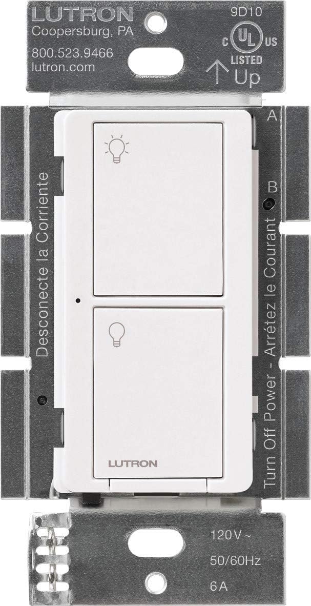 Lutron Caseta Smart Home Switch, Works with Alexa, Apple HomeKit, Google Assistant | 6-Amp, for Ceiling Fans, Exhaust Fans, LED Light Bulbs, Incandescent Bulbs and Halogen Bulbs | PD-6ANS-WH | White - - 