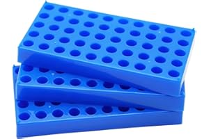 LSVERDE 3 Pcs Vial Rack for 2ml HPLC Sample Bottles,50 Holes with Diameter 12 mm, Stackable Vial Racks, Centrifuge Tube Rack, Bottle Racks(Blue)