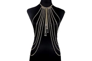 Gold Body Chain Necklace Layered Tassels Fashion Jewelry Belly Waist Chain Bikini Bra Beach Body Jewelry Accessories for Wome
