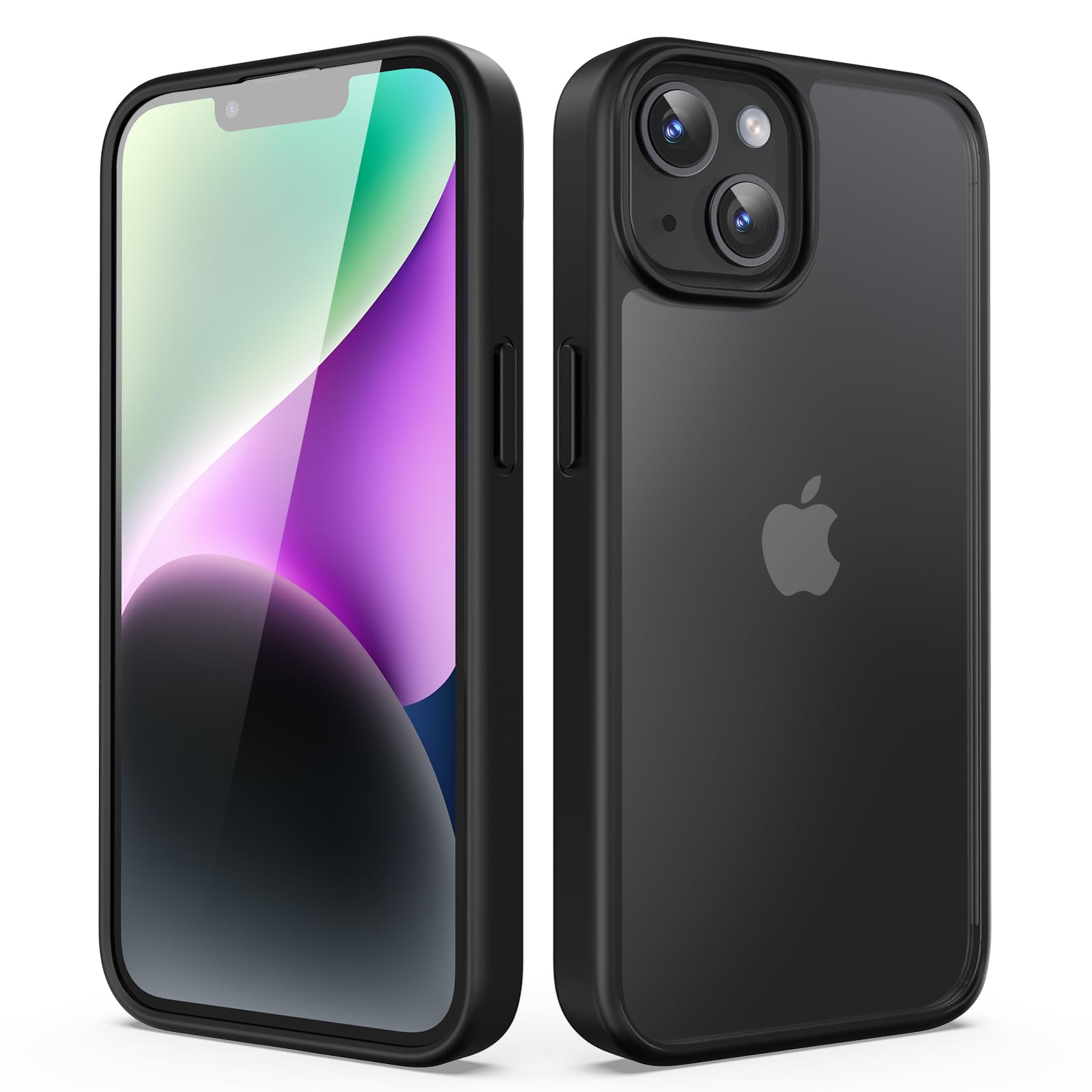 TIIXXA Matte Case for iPhone 14 6.1-Inch, Shockproof Drop Protection, Frosted Translucent Back Phone Cover, Anti-Fingerprint (Black) — image 1