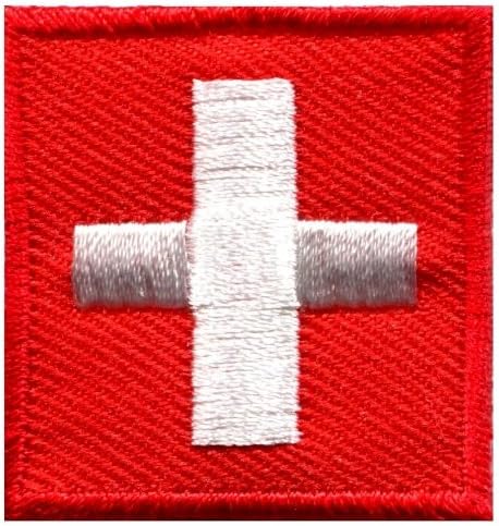 Flag of Switzerland Swiss Embroidered Applique Iron-on Patch Small S-337 New Handmade Fast Shipping
