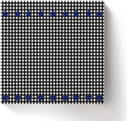 OUR WINGS 100% Hand Painted Oil Painting Modern Art Black and White Grid Stars on Canvas Ready To Hang Framed Wall Paintings For Bedroom Living Room 24X24inch