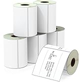 BETCKEY - 4" x 4" (102 mm x 102 mm) Shipping & Large Square Labels Compatible with Zebra & Rollo Label Printer,Premium Adhesive & Perforated [6 Rolls, 2100 Labels]
