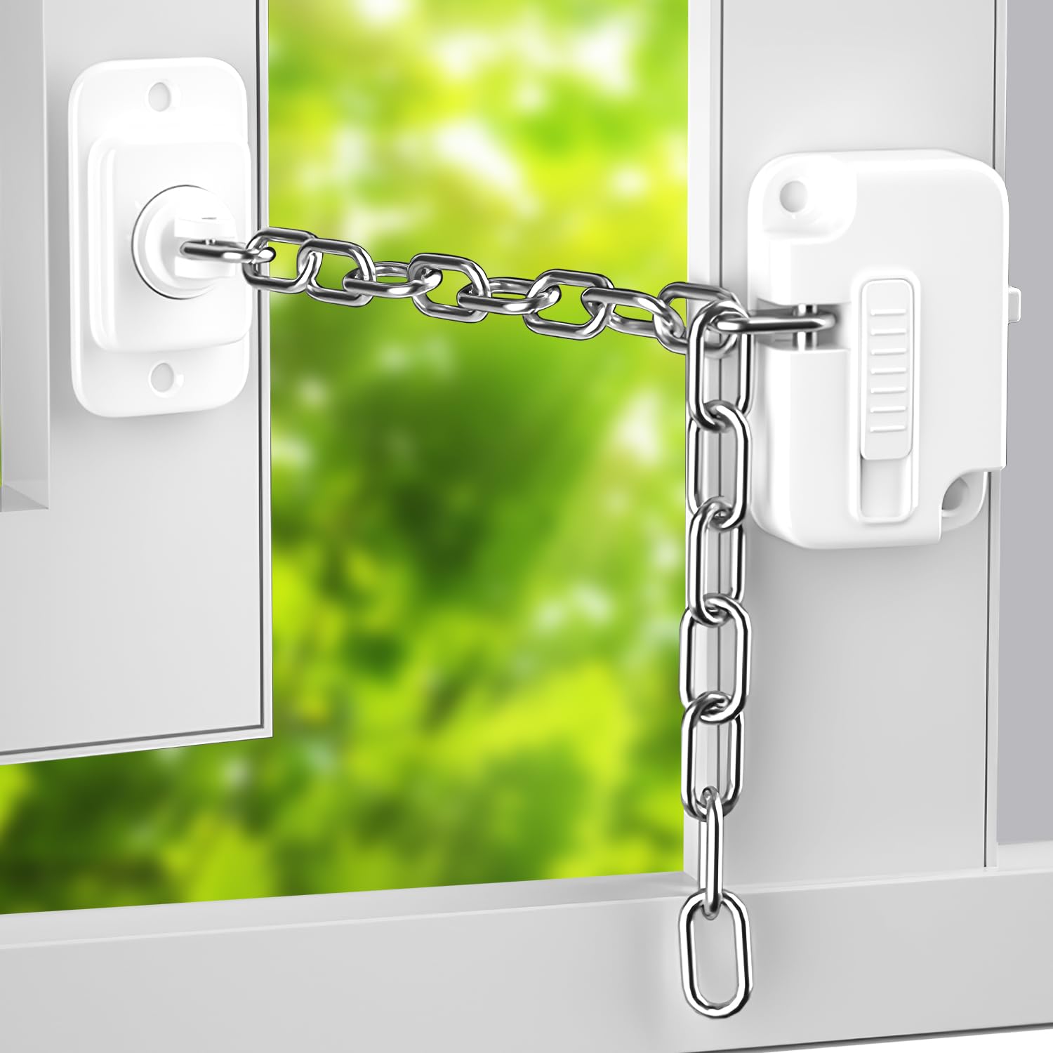 Window Restrictor Child Safety Locks: 304 Stainless Steel Chain with Dual-Switch Mechanism - Adjustable Window Locks for Baby & Cat Security - Fits UPVC Wooden Metal Sliding Casement Windows - 2Pcs