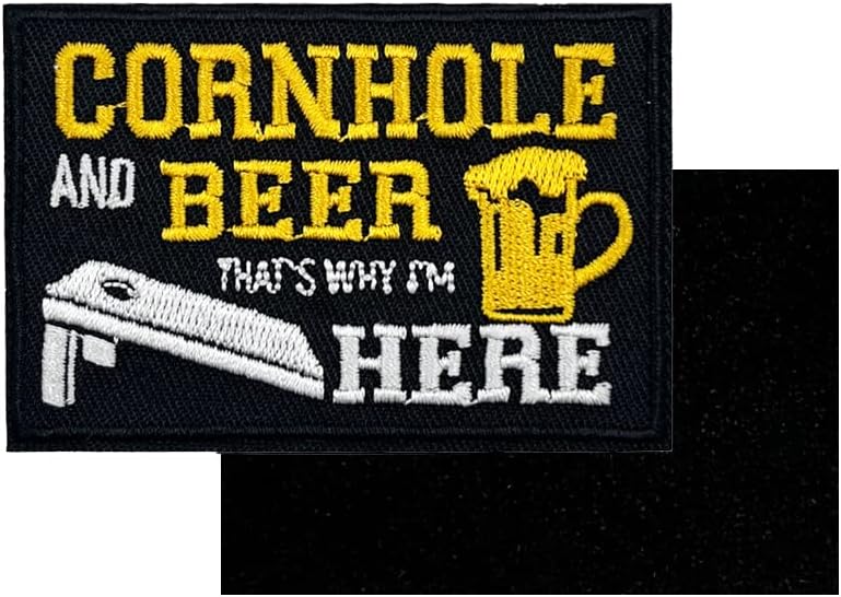Mixed Media - Cornhole And Beer That's Why I'm Here Embroidered Hook and Loop Patch