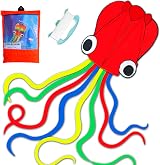 HONBO Large Octopus Kite for Kids Adults Easy Fly Red Beach Outdoor Toy