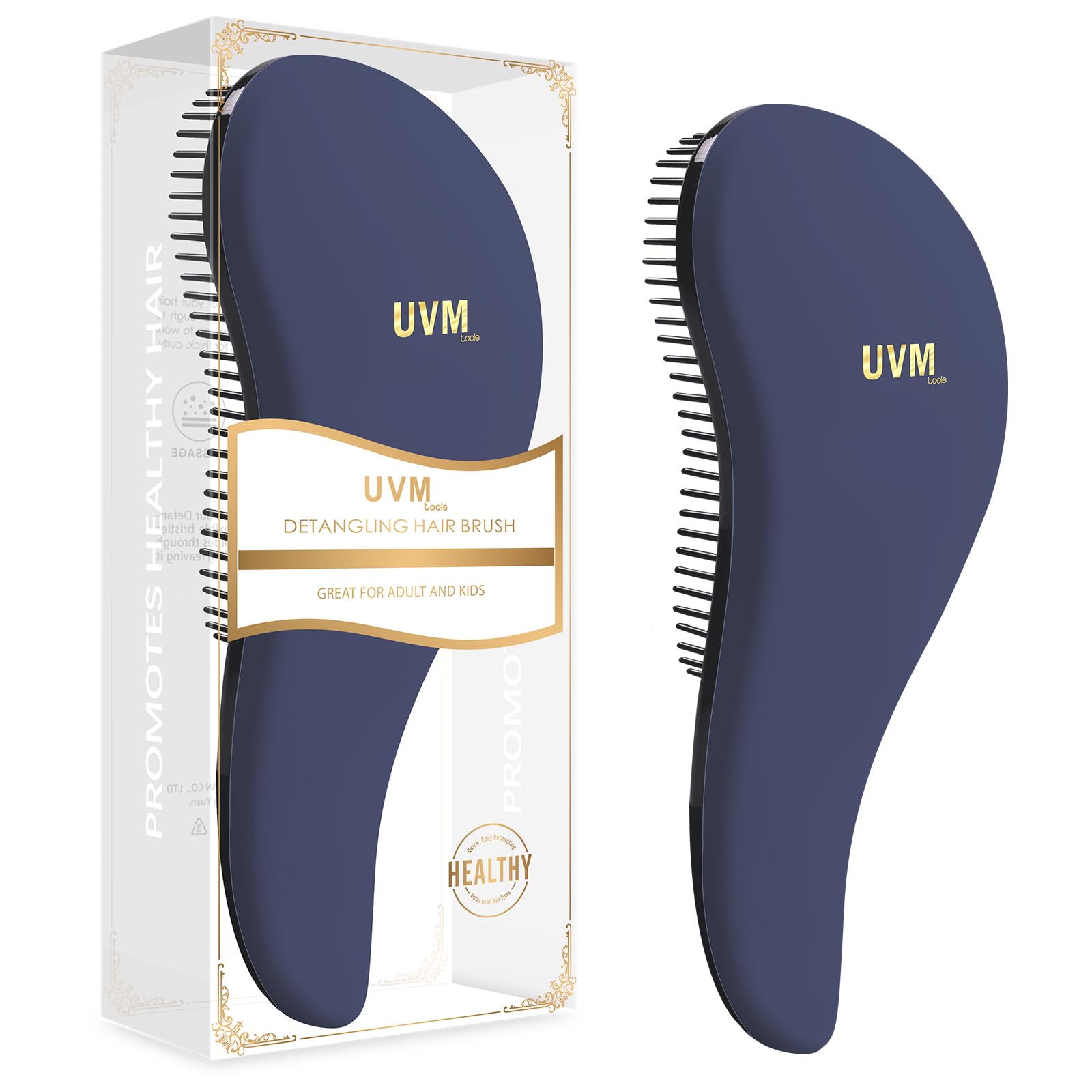 UVM Tools Detangler Hair Brush, Detangling Hairbrush for Women, Girls and Kids – glide the Detangle Brush for Wet, Fine, Curly, Thick and Afro Hair by UVM (Blue), 1.0 count