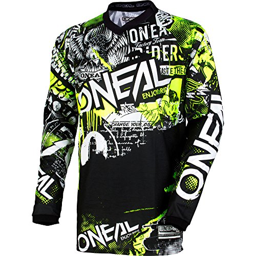 O'Neal Mens Element Attack Jersey (Black/Hi-Viz, Small)