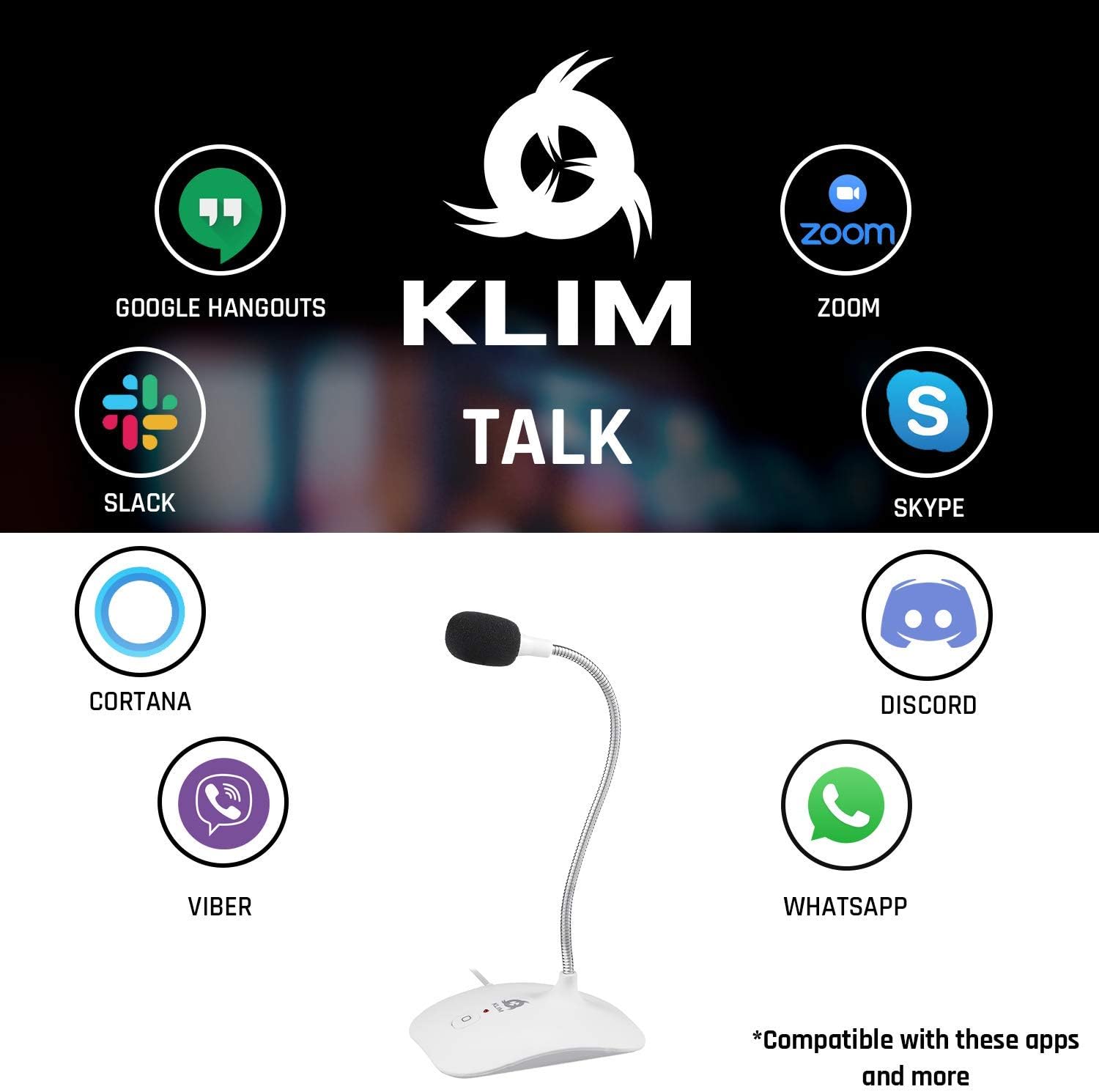 KLIM Talk - USB Desk Microphone for Computer - Compatible with Any PC, Laptop, Mac, PS4 - Professional Desktop Mic with Stand - Recording, Gaming, Streaming, YouTube, Podcast Mics - White: Home Audio & Theater