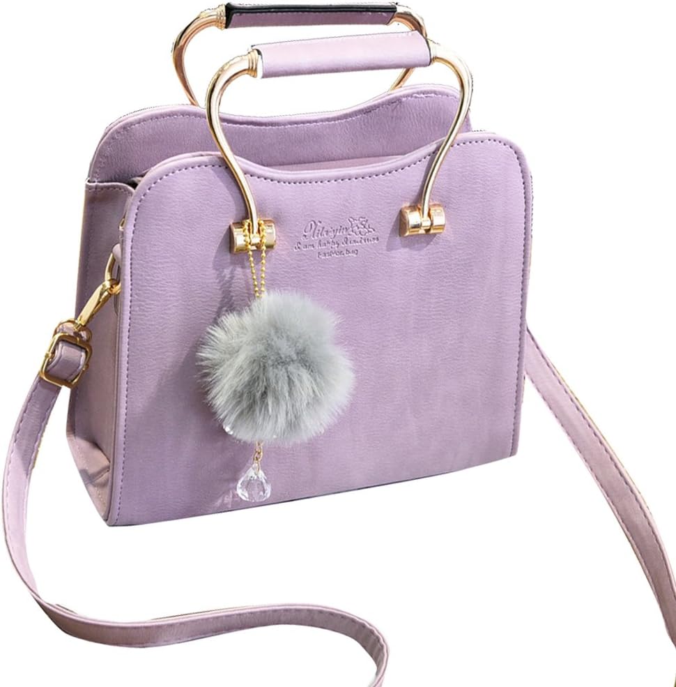 Dunland Women Girl Shoulder Metal handle Fashion Cross Body Purse Satchel Purple
