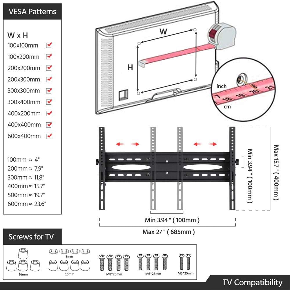 Yaheetech Adjustable Mobile TV Stand with Storage Shelves and Heavy Duty Base Stand Rolling TV Carts on Wheels for 32 to 65 inch LCD LED Plasma Flat Screen Panel up to 110 Lbs Black : Office Products
