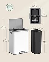 SONGMICS Kitchen Bin 2 x 8 Gal Double Rubbish Bin Stainless Steel Soft Close Lid view 6