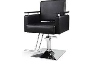 RESHABLE Barber Chair for Hair Stylist, Salon Beauty Chair with Heavy Duty Hydraulic Pump, 360 Degrees Swivel Styling Hair Chair, Black