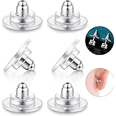Catinee 3Pairs 925 Sterling Silver Earring Backs Replacements for Diamond Studs,14K White Gold Plated Hypoallergenic Secure Earring Backs (Silver)
