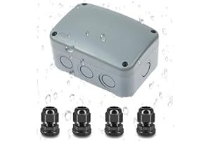 Outdoor Junction Box,Nineleaf IP66 Weatherproof Electrical Project Boxes PVC/ABS Plastic Enclosure Box Universal Watertight 4.9 x 3.3 x 2.3 inch (125x86x62mm), with 4PK 20mm Cable Gland Grey(1 Set)