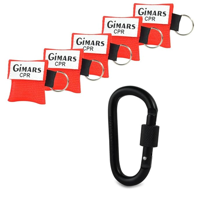 Gimars CPR Maske mit Karabinerhaken CPR Mask RESPI-Key Beatmungsmaske Schlüsselanhänger Beatmungshilfe Notfalltuch Taschenmas