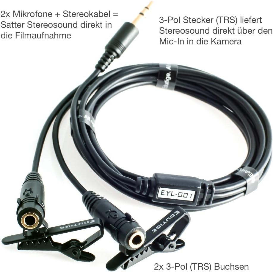 EDUTIGE 3.5mm Microphone Y Stereo Cable EYL-001