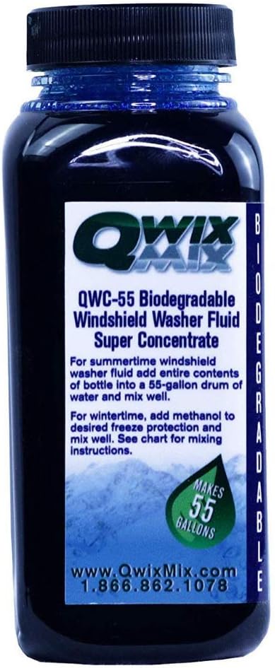 Amazon Com Qwix Mix Biodegradable Windshield Washer Fluid Concentrate 1 Bottle Makes 55 Gallons Grime Bug Remover Superior Commercial Grade Glass Cleaner Single Health Personal Care