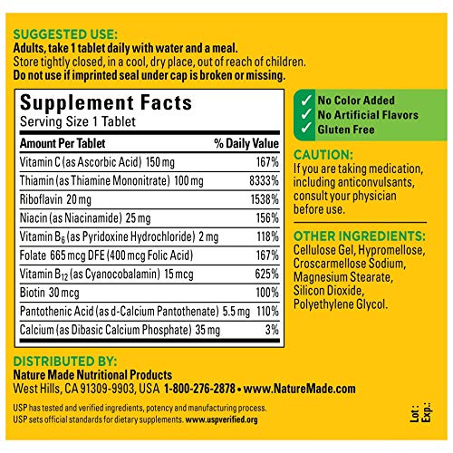 Nature Made Super B Complex with Vitamin C and Folic Acid, Dietary Supplement for Cellular Energy Support, 250 Tablets… - Image 2