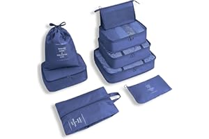 WOOMADA 8 Set Packing Cubes for Suitcases Travel Essentials Luggage Organizer for Travel Accessories Shoe Bag Tioletry Bag Laundry Bag(dark blue)