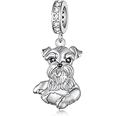 SVODEA Schnauzer Gifts S925 Sterling Sliver Dog Charms Schnauzer Charms Dog Jewelry Gifts for women