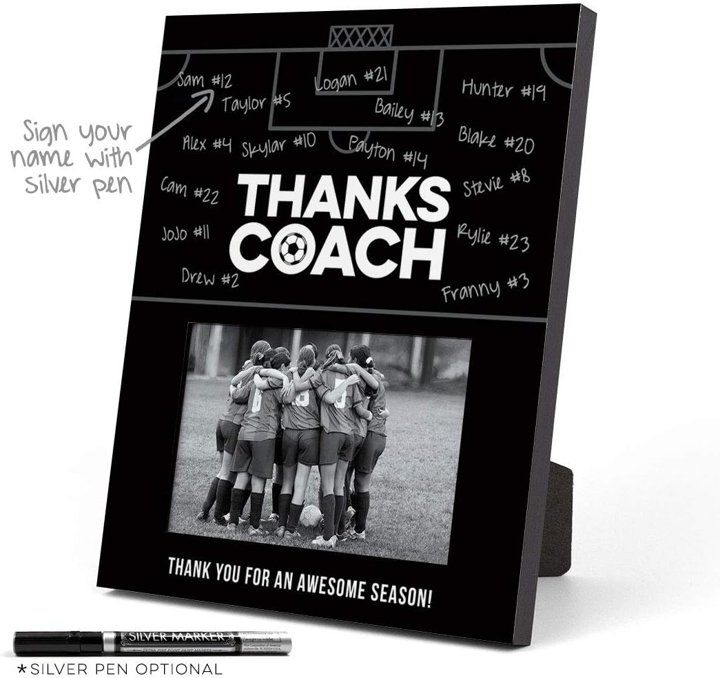 Personalized Soccer Photo Frame | Coach (Autograph) Picture Frame | Black