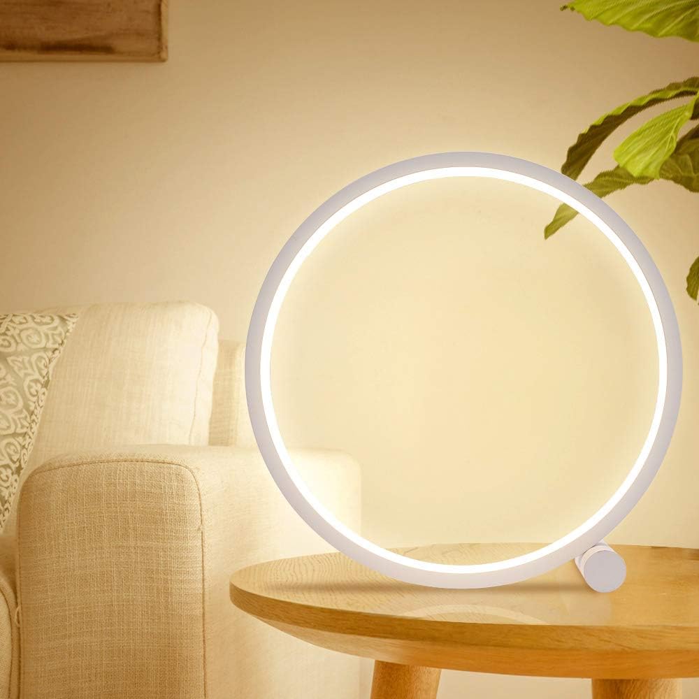 Led Table Reading Lamp Desk Light USB Cable, Modern Minimalist Bedside Lamp Aluminum Metal Circle Eye Caring Kids Study Light for Bedroom Nightstand Living Room Office Headboard Warm White: Home Improvement