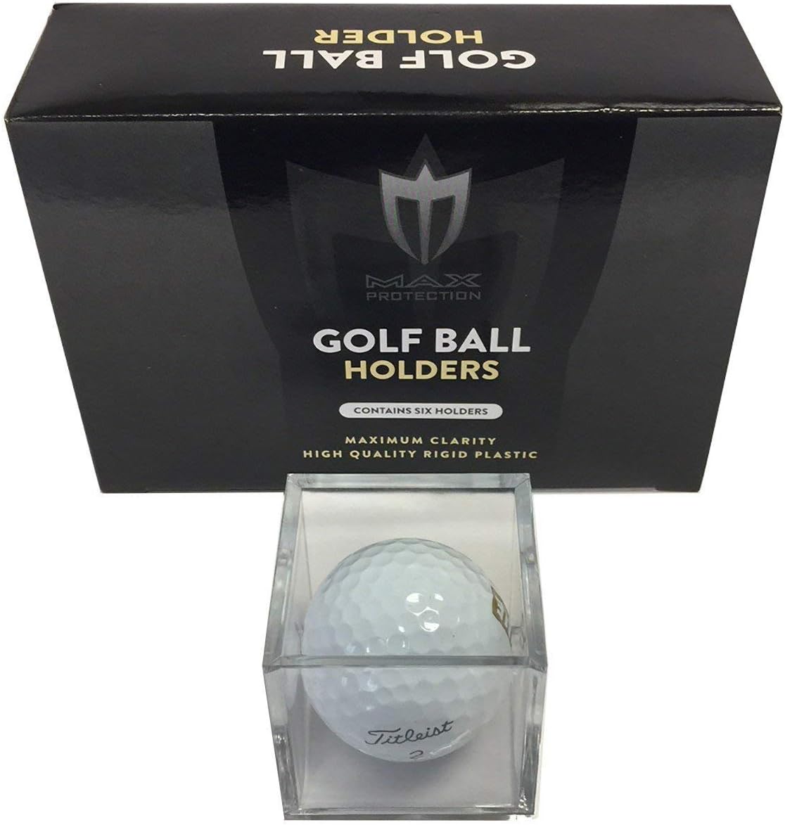 Max Pro Golf Ball Square - Holder and Display Case - Ultra Clear Box of 6 Cubes