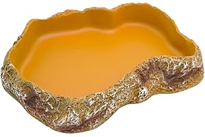 ReptiKing Reptile Food Feeding Dish, Bearded Dragon Food Bowl, Sake Tortoise Water Bowl, Dearded Dragon Tank Accessories (Reptile Feeding Dish, Large)