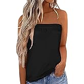 IWOLLENCE Women's Floral Tube Tops Casual Summer Backless Strapless Top Sleeveless Bandeau Tanks Shirt