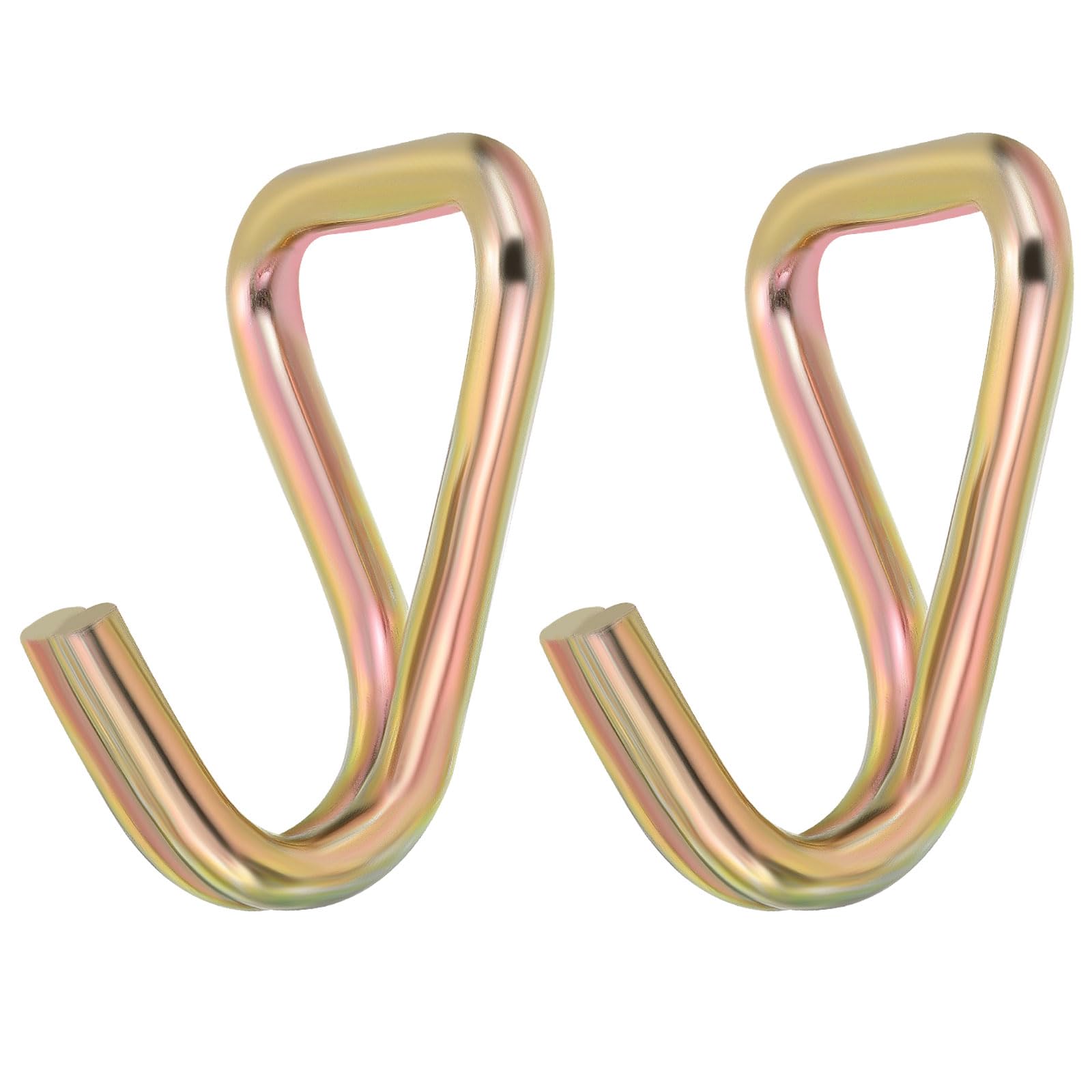 PATIKIL 2 Pack Ratchet Double J Hook Load 7716 LBS for 8mm Tie Down Strap Webbing on Car Truck Trailers Towing Strap, Gold