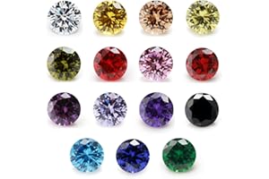JIANGYUANGEMS Round Cut 5A Cubic Zirconia Stone Mix 15 Colors Loose CZ Stones Synthetic Gemstone for Jewelry Making