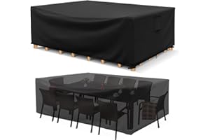 HIGHTQURO Patio Furniture Covers Waterproof, Heavy Duty Durable Rectangular Outdoor Table and Chairs Cover,Weather Protection Rectangle Patio Covers,48"L x 28"W x 13"H-Black