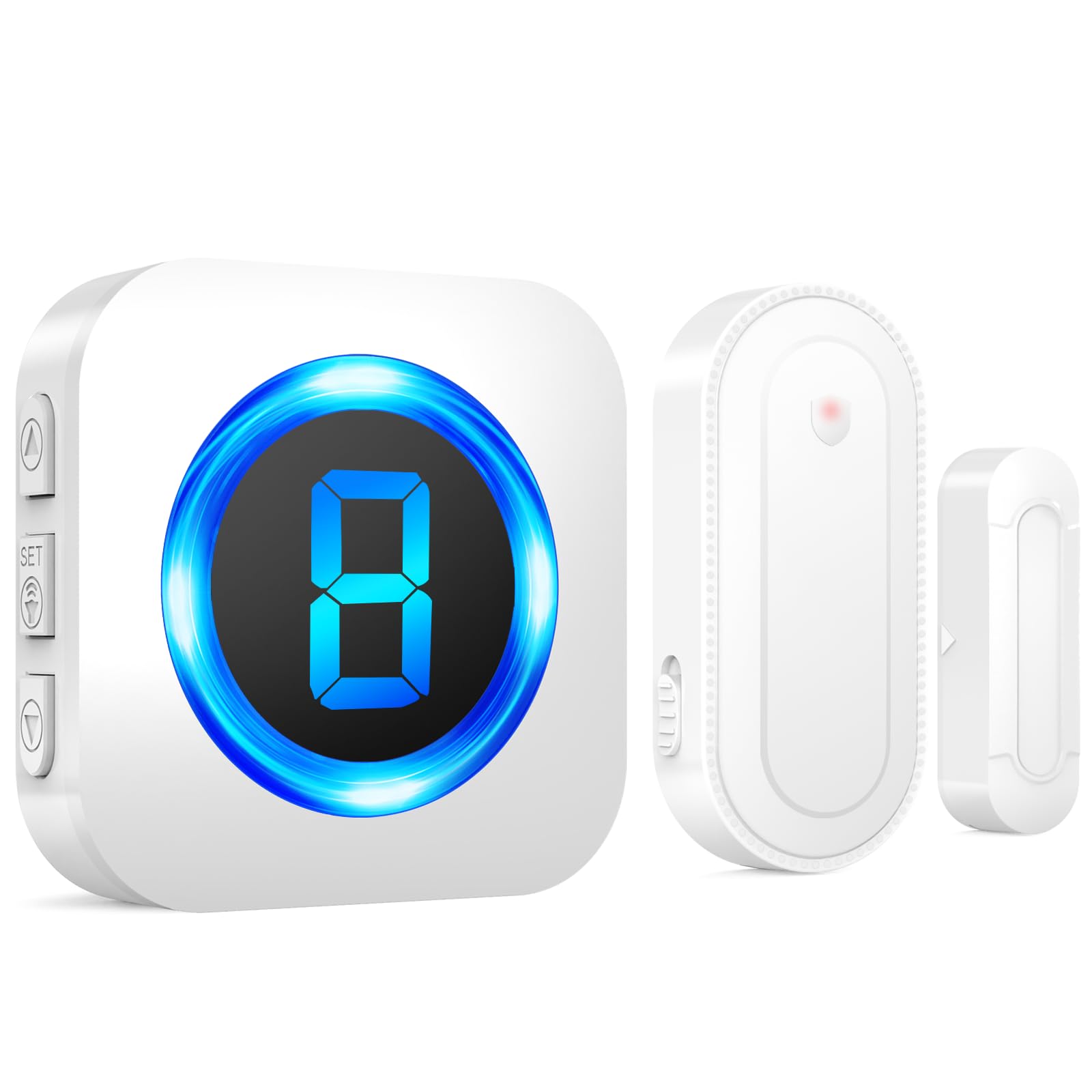 Photo 1 of SURFOU Wireless Door Alarms Chime, 1000FT Range 55 Ringer 5 Volume, Easy to Install, IP55 Waterproof -1 Sensors 1 Receiver